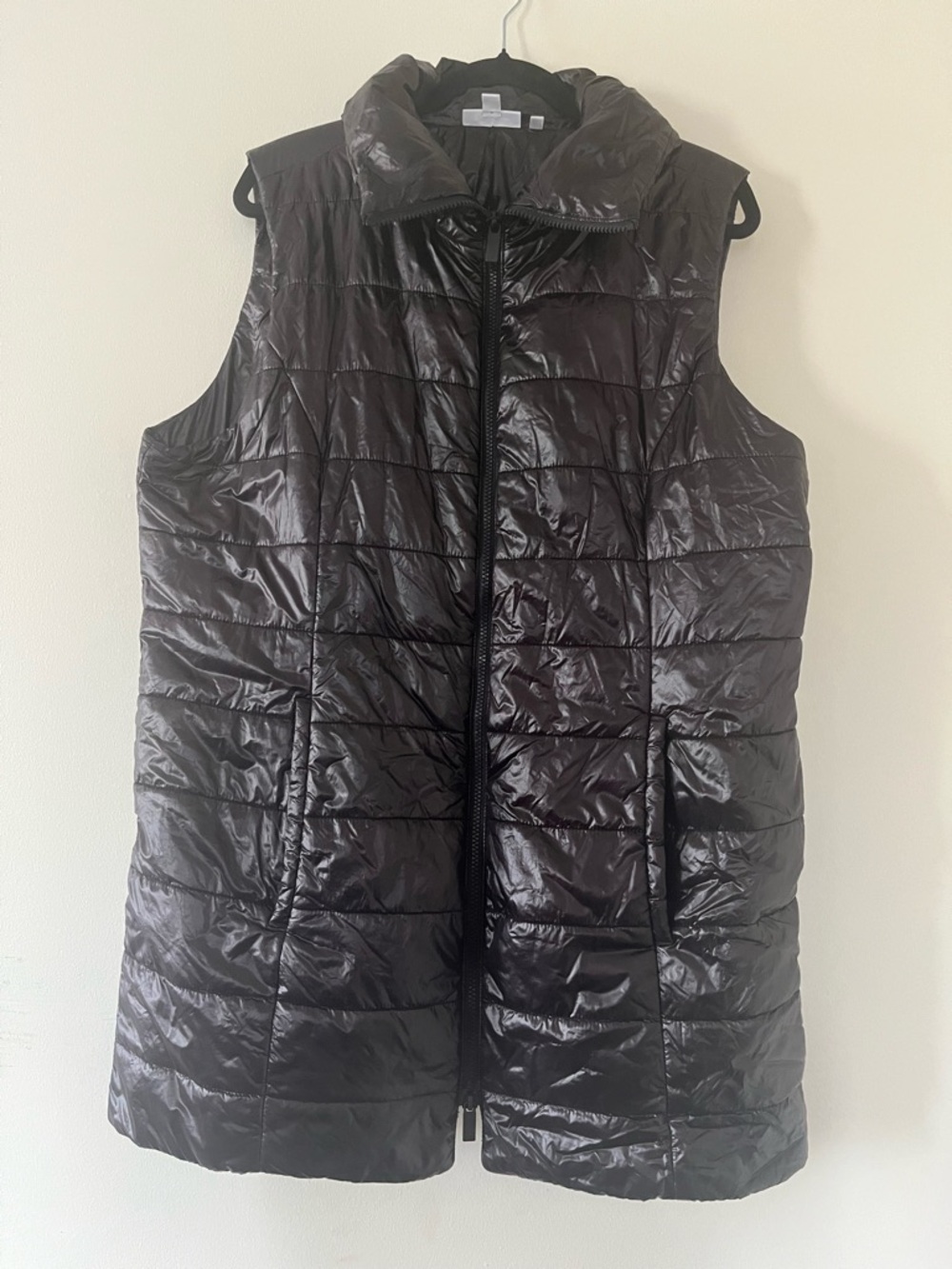 Chicos Lightweight Puffer Vest Jacket Black Quilted 16 Utility Zip Up Casual